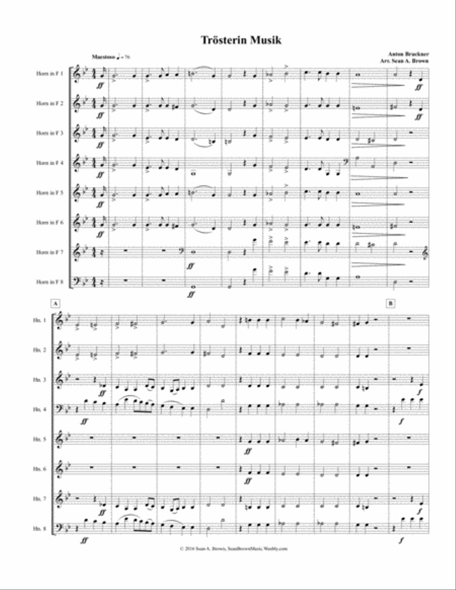 Trösterin Musik for Horn Octet Brass Ensemble scores gallery preview page 2