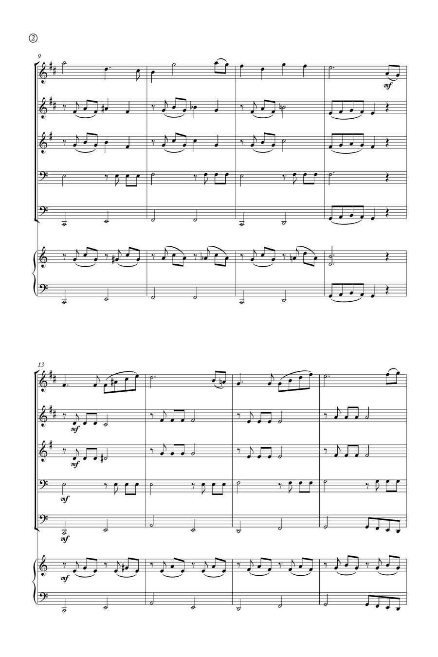 Hymne A L'amour Brass Quintet scores gallery preview page 2