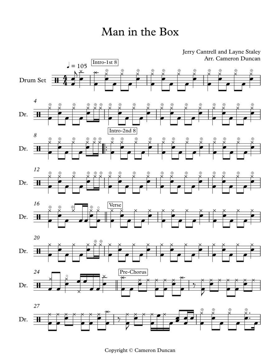 Man In The Box Drum Set scores gallery preview page 1