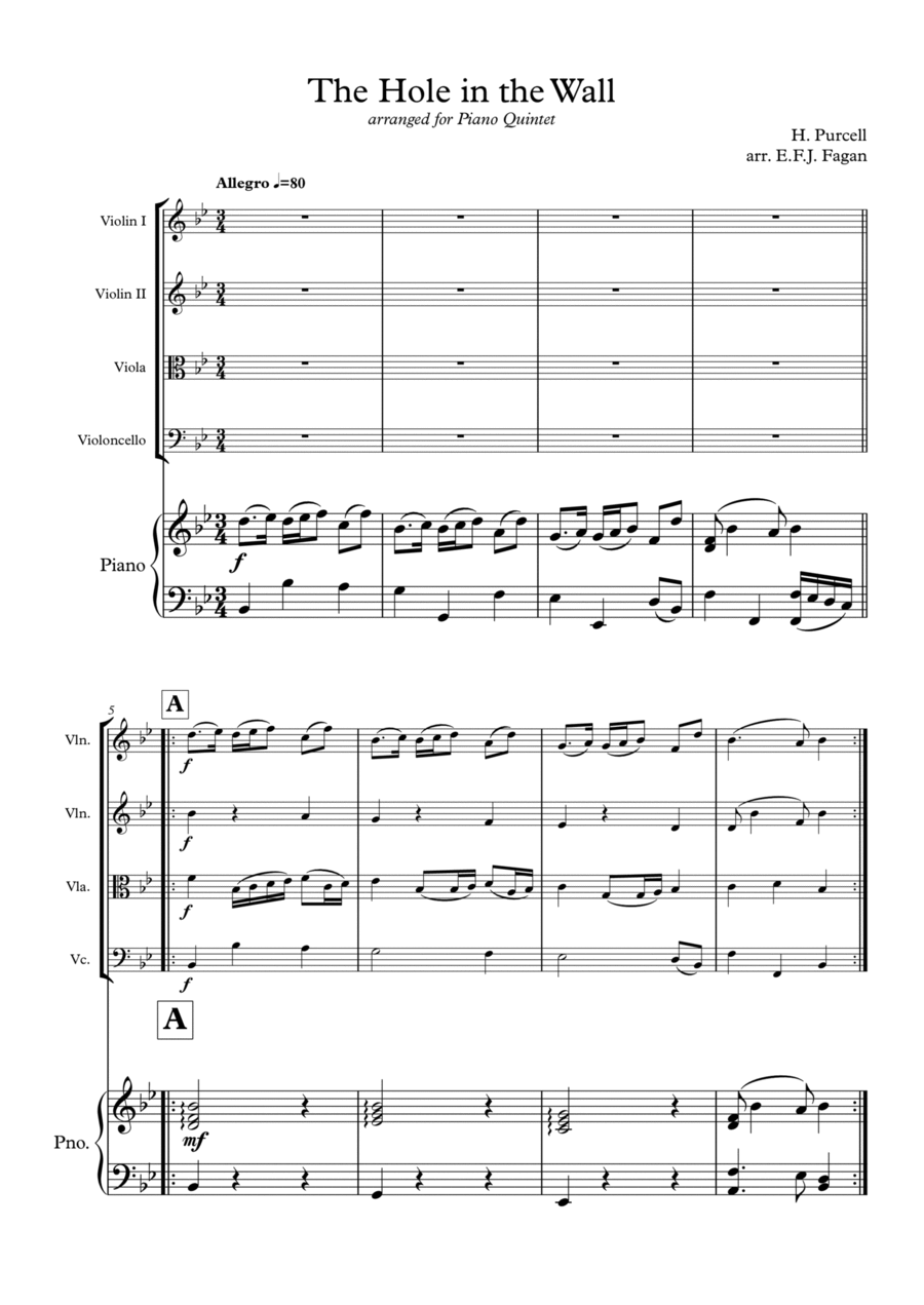 The Hole in the Wall Piano Quintet scores gallery preview page 1