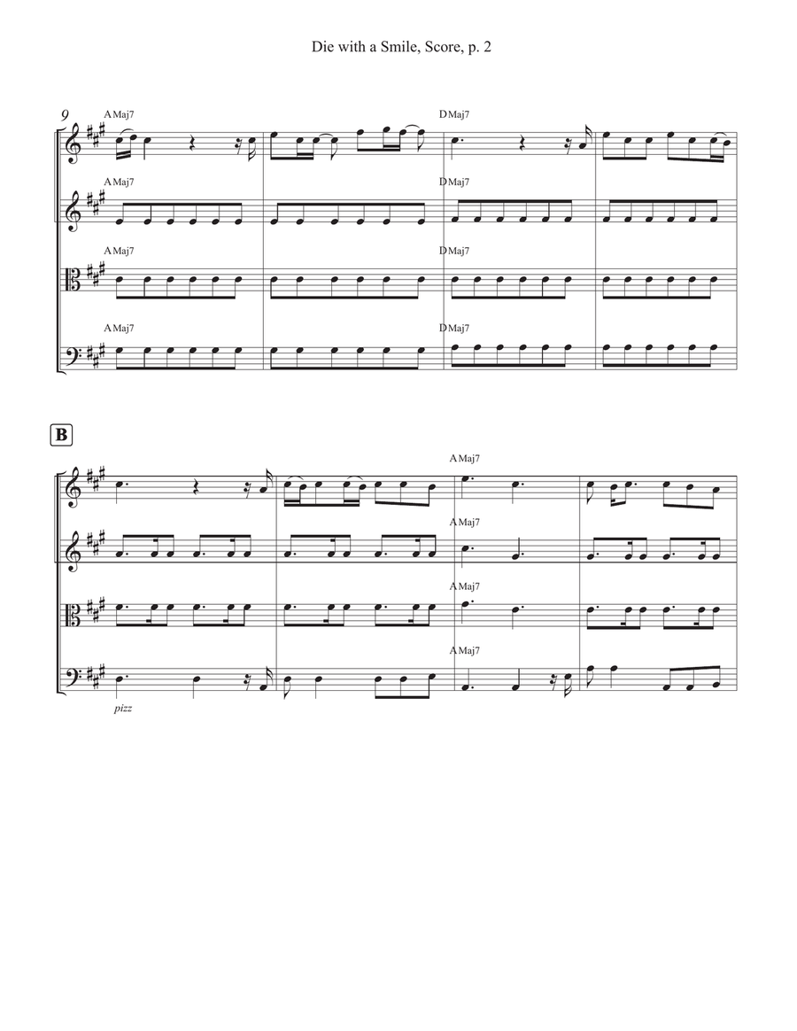 Die With A Smile String Quartet scores gallery preview page 2