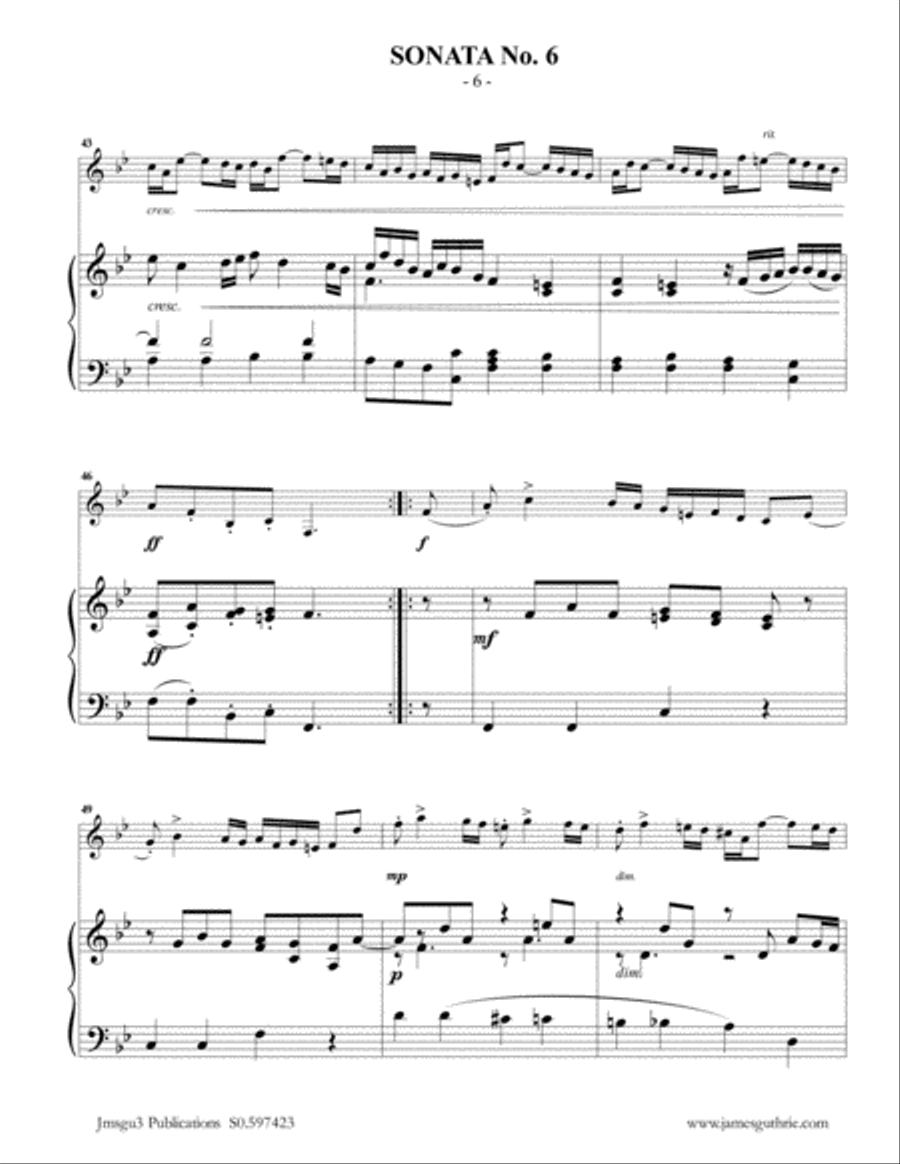 Vivaldi: Sonata No. 6 for Harp & Piano Harp scores gallery preview page 6