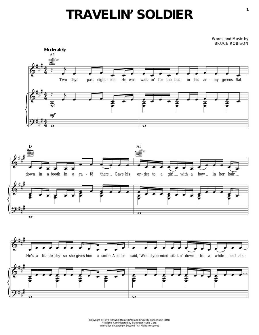 Travelin' Soldier Travelin' Soldier Acoustic Guitar scores gallery preview page 1