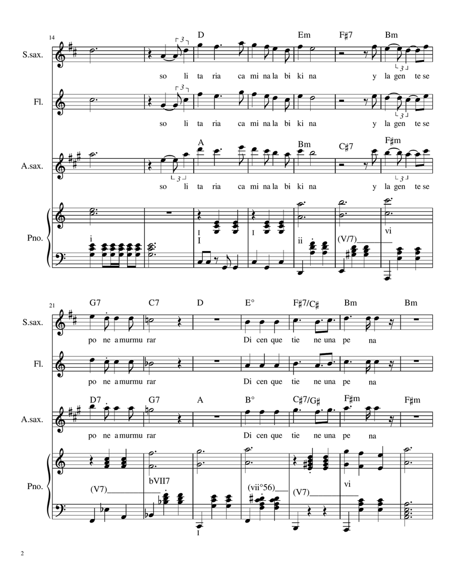 La Bikina Piano, Vocal, Guitar scores gallery preview page 2