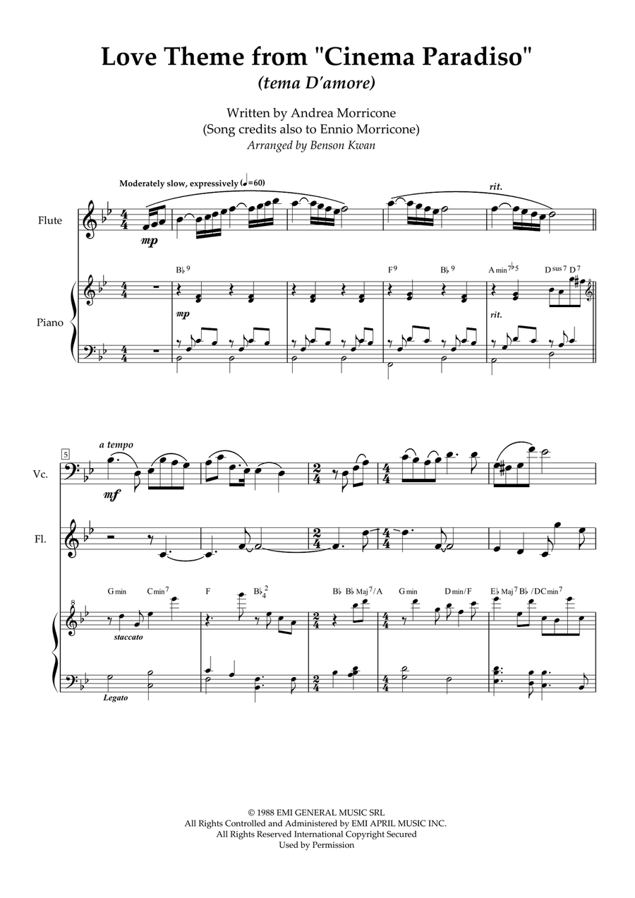 Love Theme (tema D'amore) Small Ensemble scores gallery preview page 1