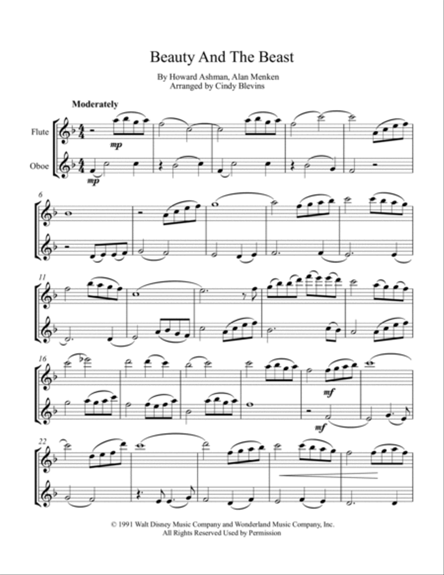 Beauty And The Beast Woodwind Duet scores gallery preview page 2
