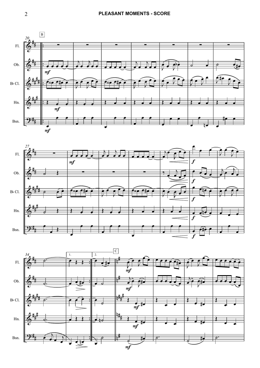 Pleasant Moments Waltz Woodwind Quintet scores gallery preview page 2