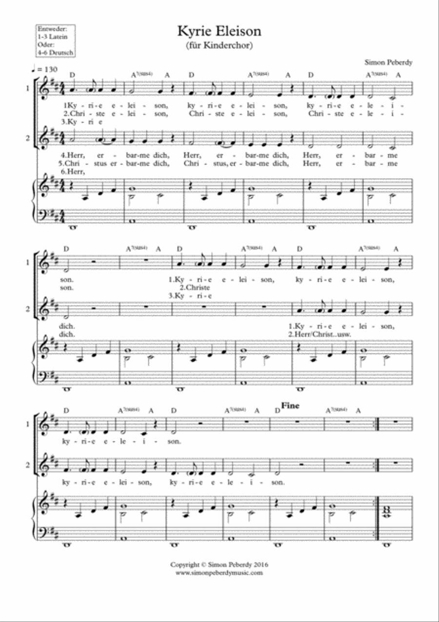 Kyrie: Herr, erbarme dich, für Kinderchor (for children's choir) SA scores gallery preview page 2