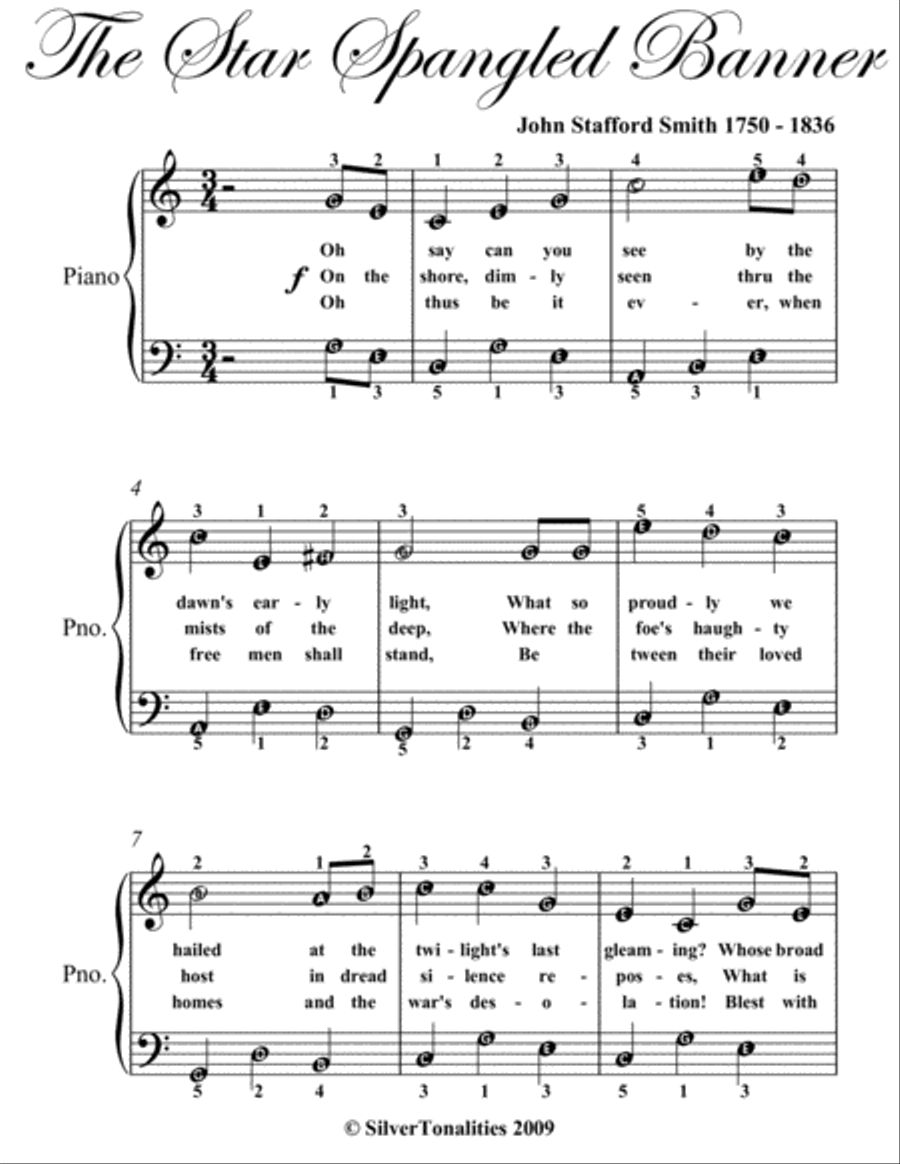 Star Spangled Banner Easy Piano Sheet Music Easy Piano scores gallery preview page 2