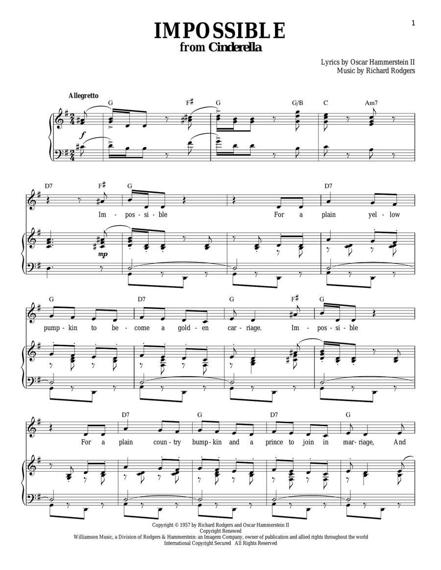 Impossible Impossible Piano, Vocal scores gallery preview page 1