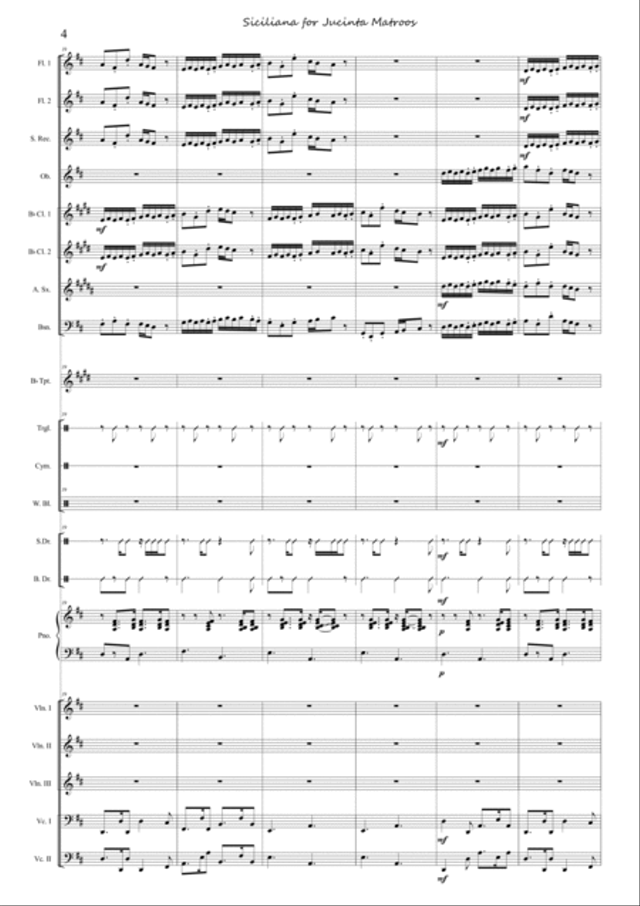 Suite, Sweet Cape Town - 6 Siciliana for Jucinta Matroos Concert Band scores gallery preview page 4