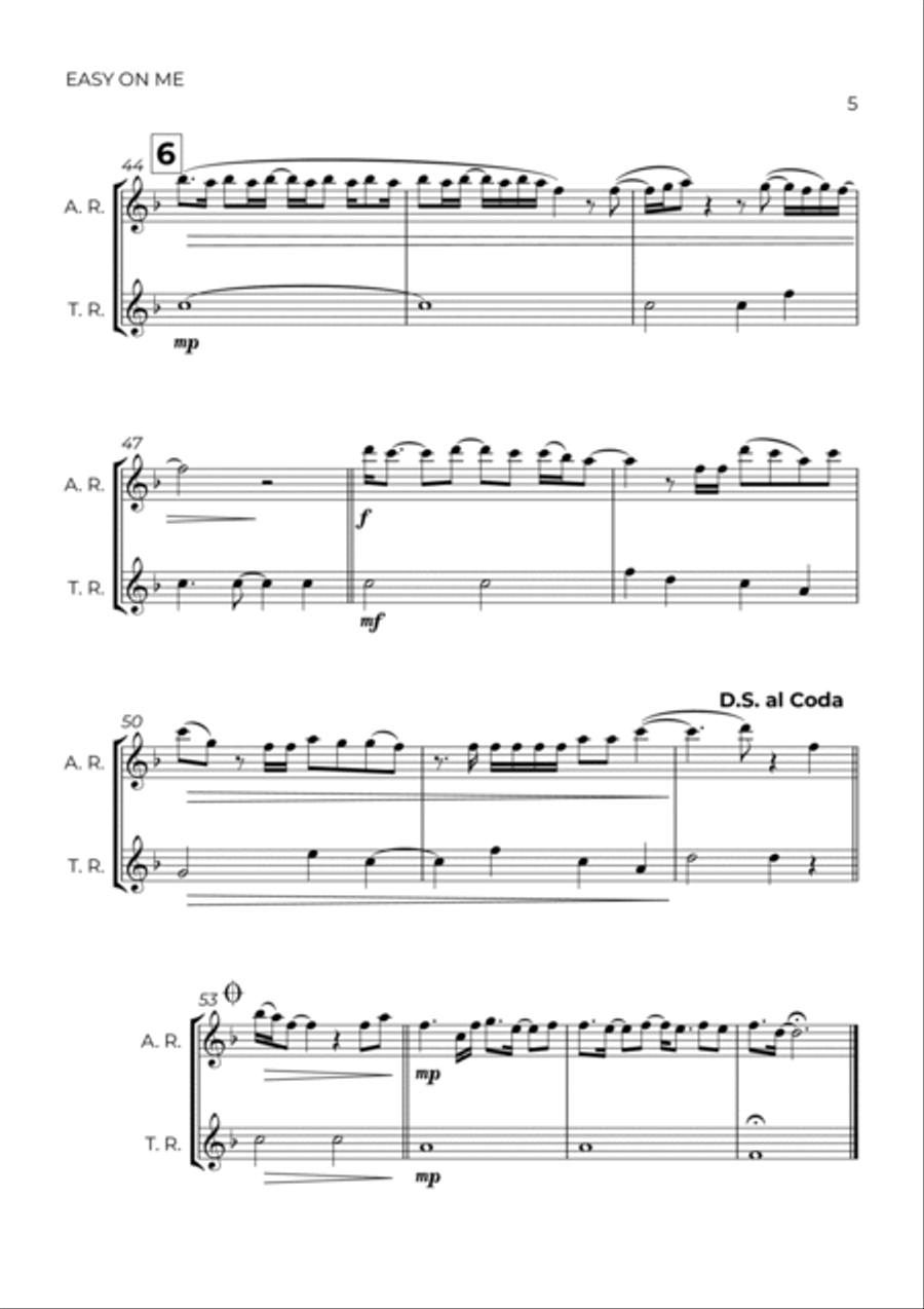Easy On Me Easy On Me Woodwind Duet scores gallery preview page 5