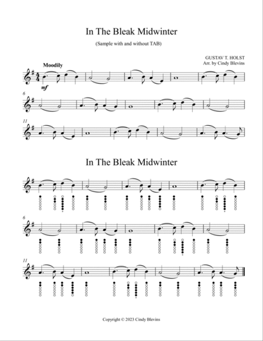 In the Bleak Midwinter, for Tin Whistle Solo Tin Whistle scores gallery preview page 2