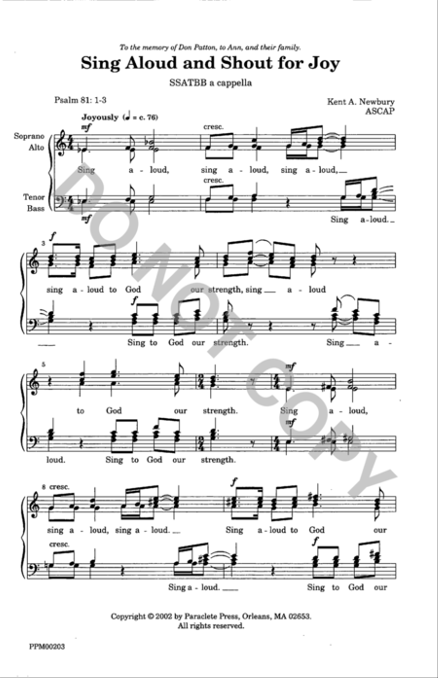 Sing Aloud and Shout for Joy A Cappella scores gallery preview page 2