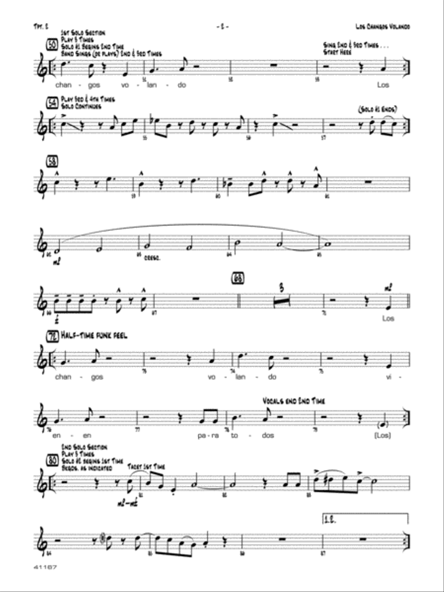 Los changos volando: 2nd B-flat Trumpet Jazz Ensemble scores gallery preview page 2