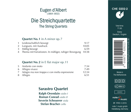 Eugen d'Albert: The String Quartets Nos. 1 & 2 image number null