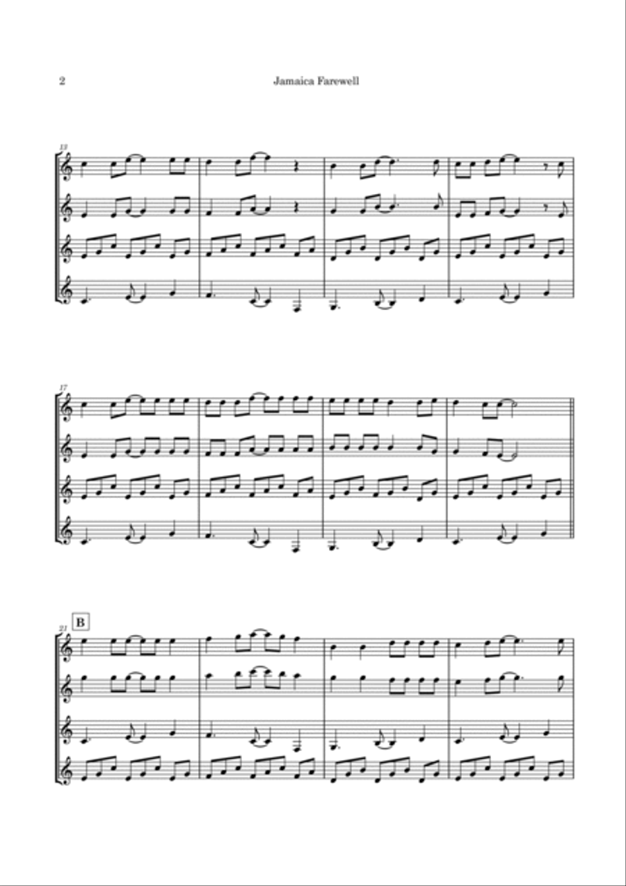 Jamaica Farewell Guitar Ensemble scores gallery preview page 5