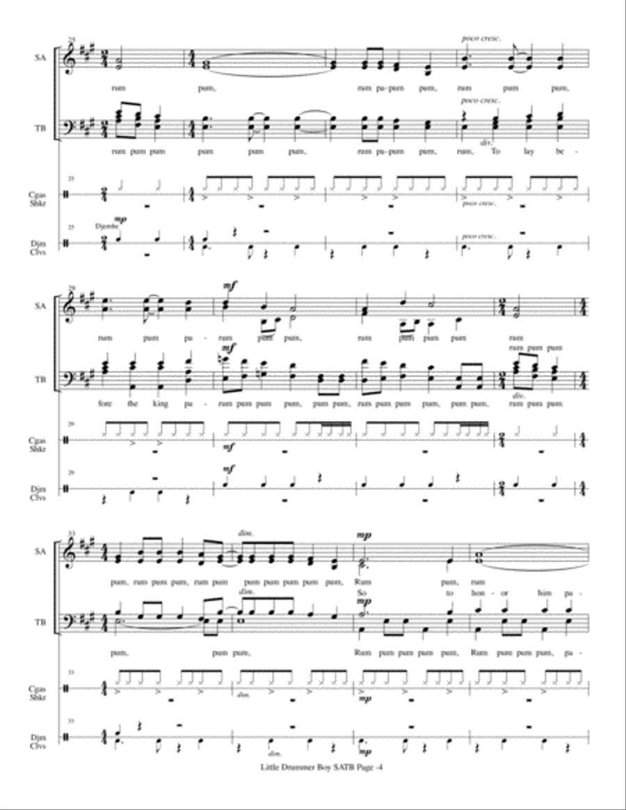 The Little Drummer Boy The Little Drummer Boy 4-Part scores gallery preview page 4