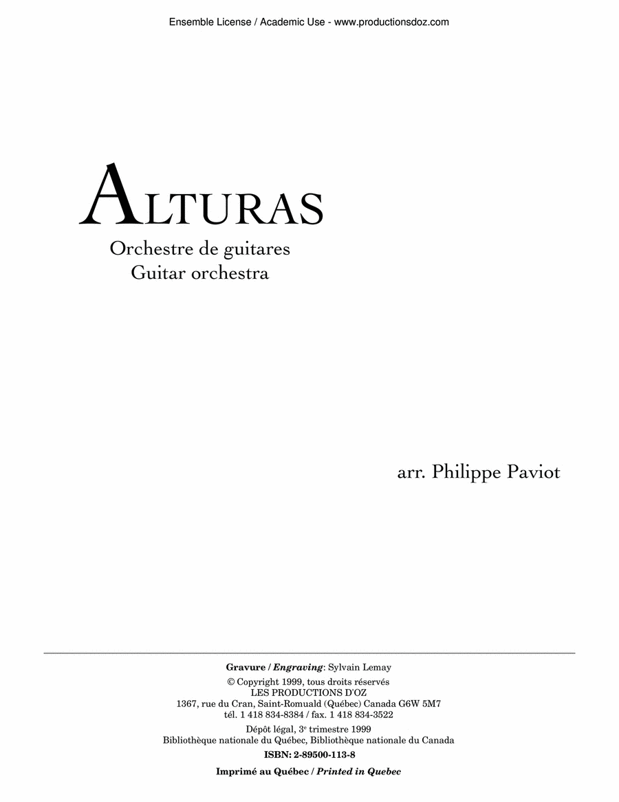 Alturas Guitar Ensemble scores gallery preview page 1