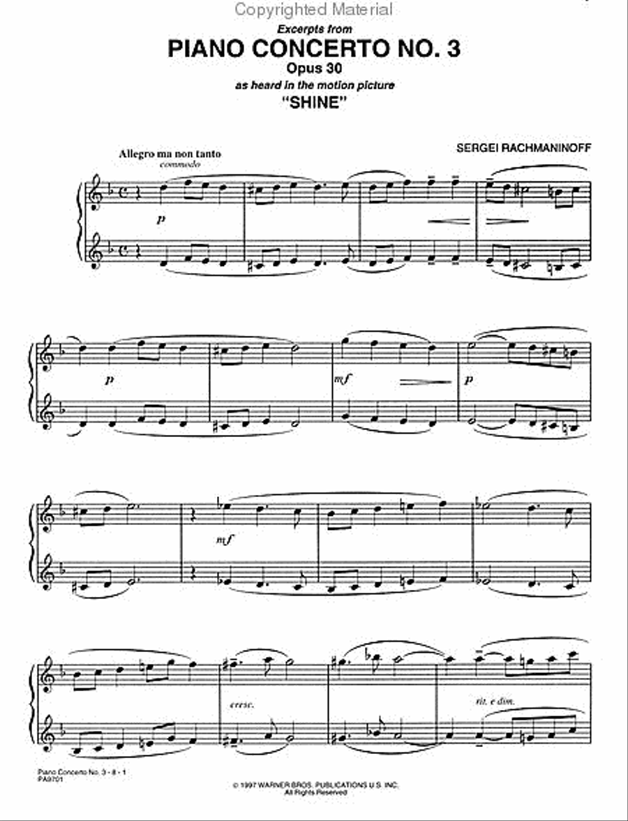 Piano Concerto No. 3, Op. 30 - Excerpts Small Ensemble scores gallery preview page 2
