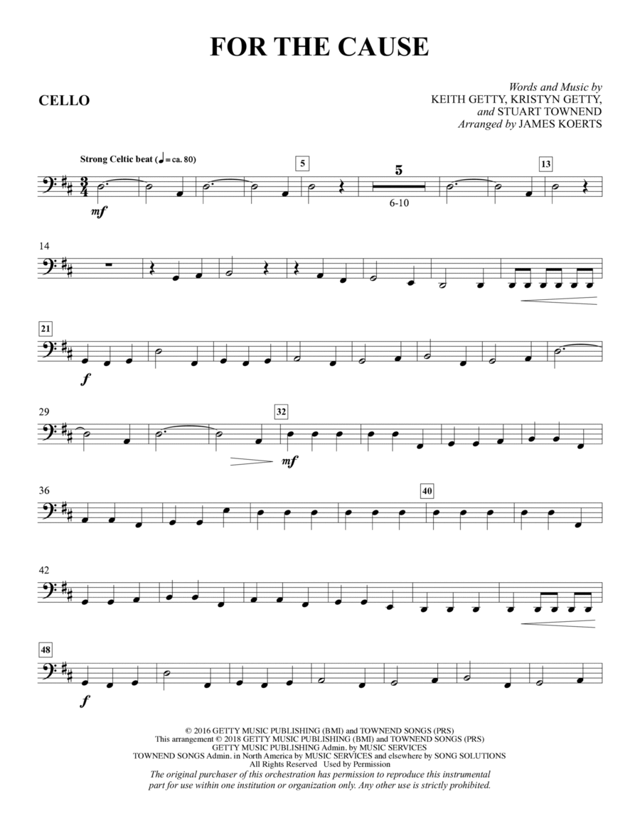 For the Cause (arr. James Koerts) - Cello