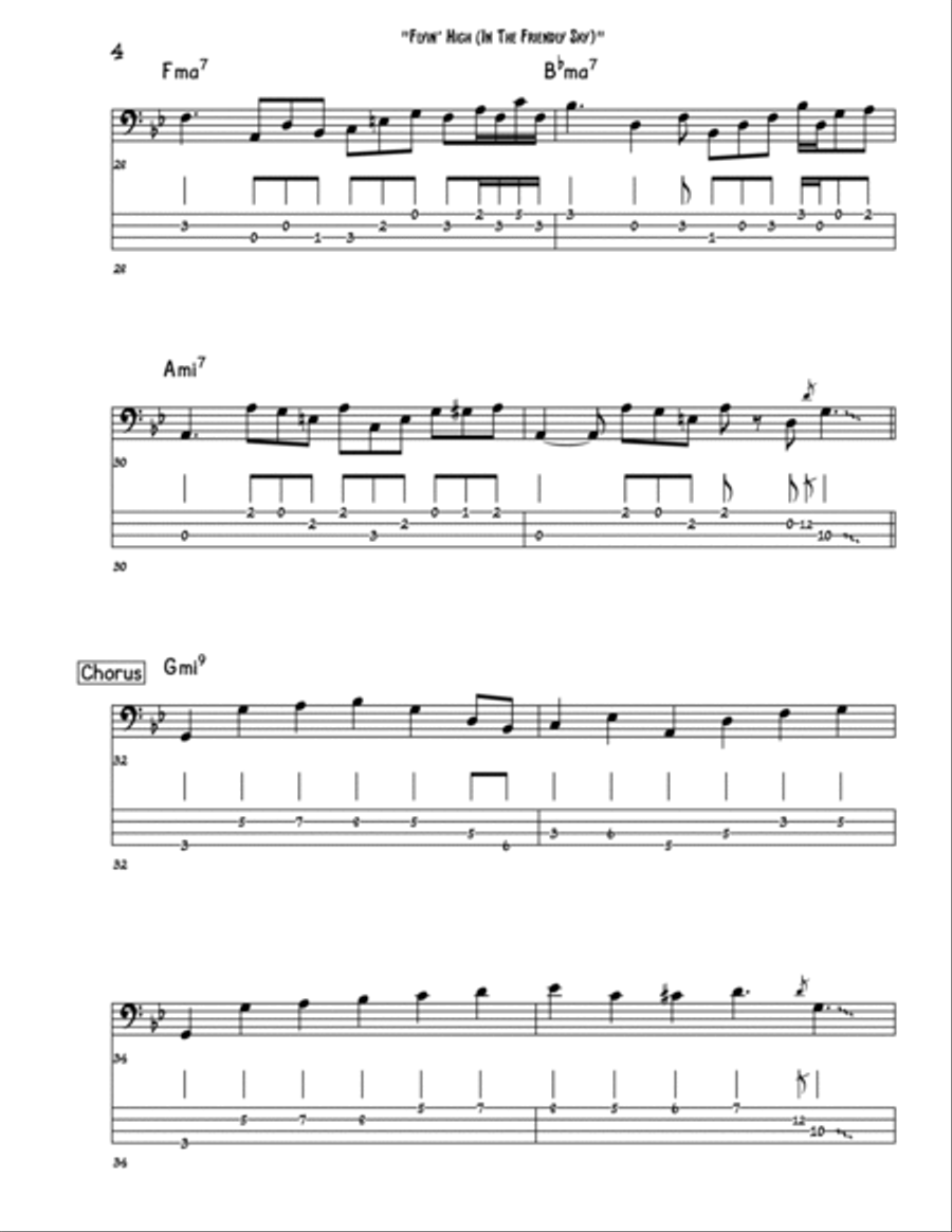 Flying High (in The Friendly Sky) Bass Guitar scores gallery preview page 4