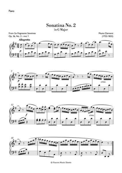 Clementi - Allegretto from Sonatina No.2 in G Major - Intermediate image number null