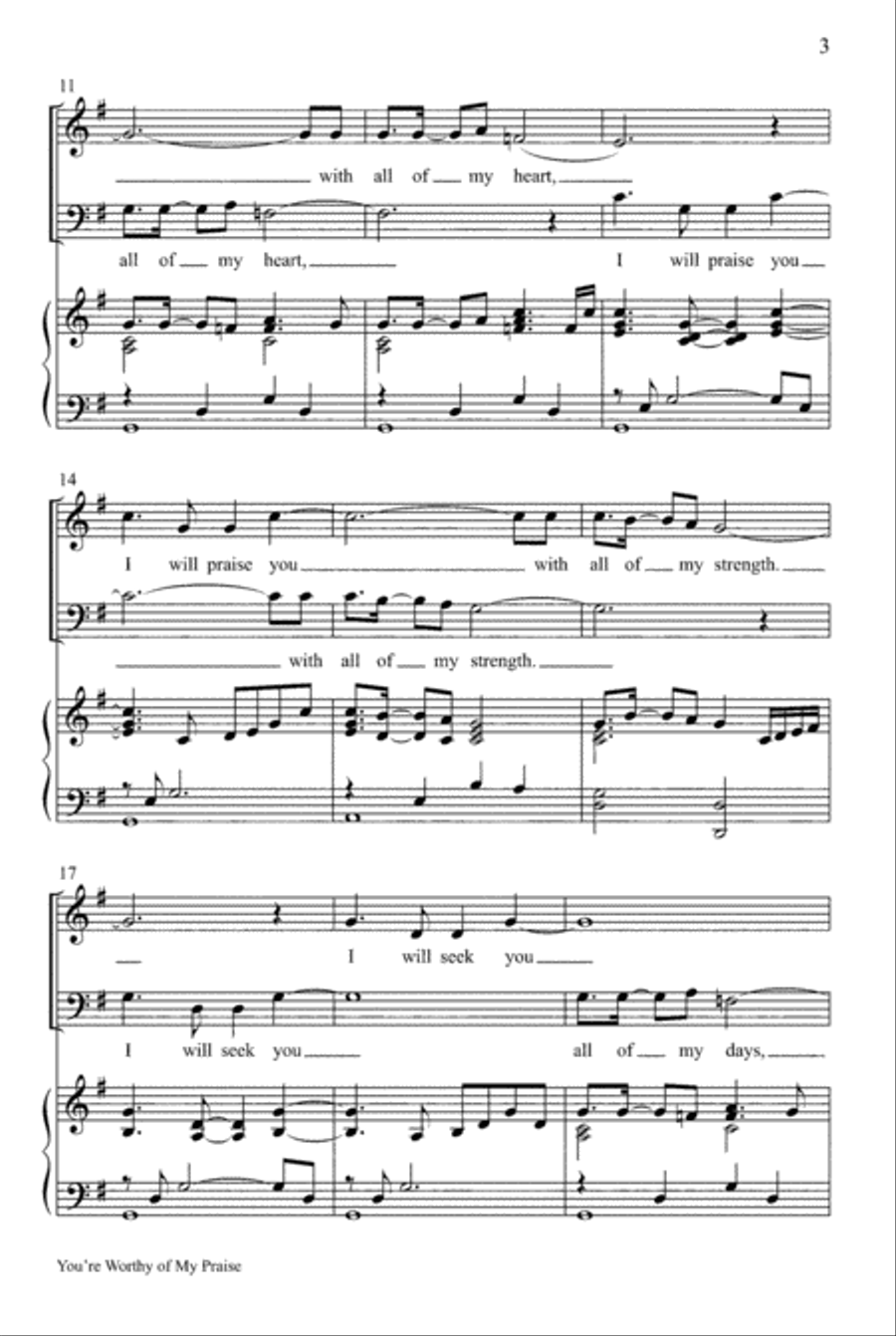 You're Worthy of My Praise with O Worship the King 4-Part scores gallery preview page 3