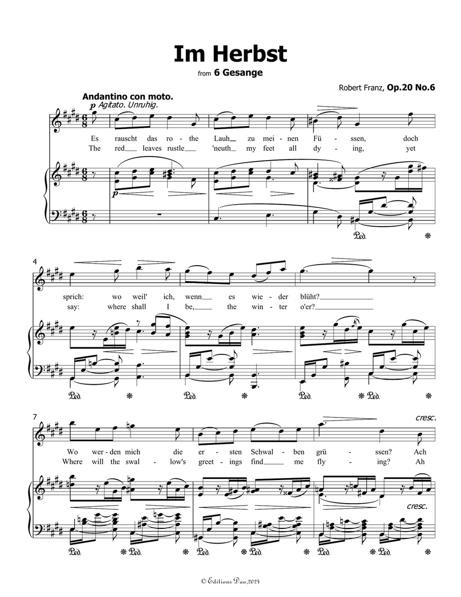 Im Herbst, by Robert Franz, in c sharp minor Voice scores gallery preview page 3