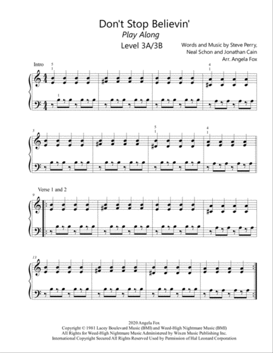 Don't Stop Believin' Piano Solo scores gallery preview page 2