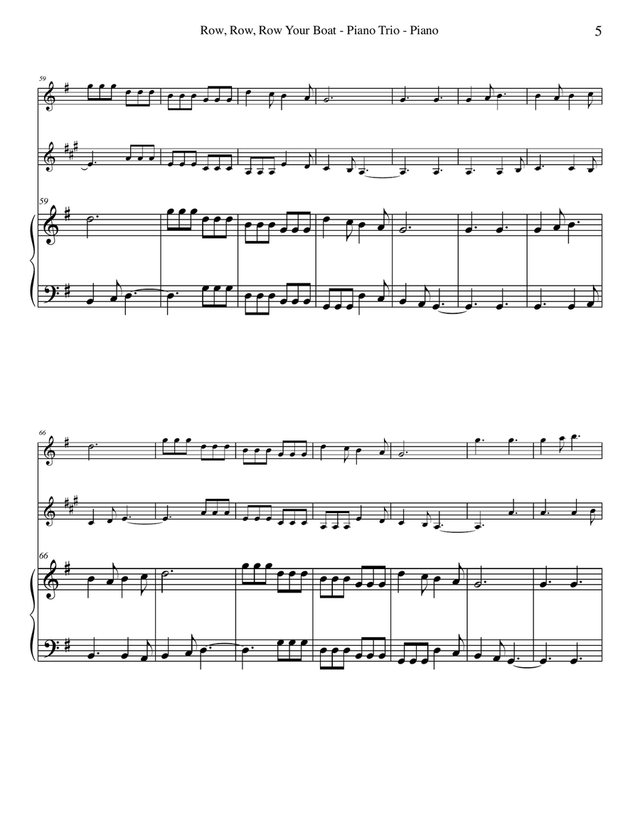 Row, Row, Row Your Boat for Flute, Clarinet & Piano Woodwind Duet scores gallery preview page 5