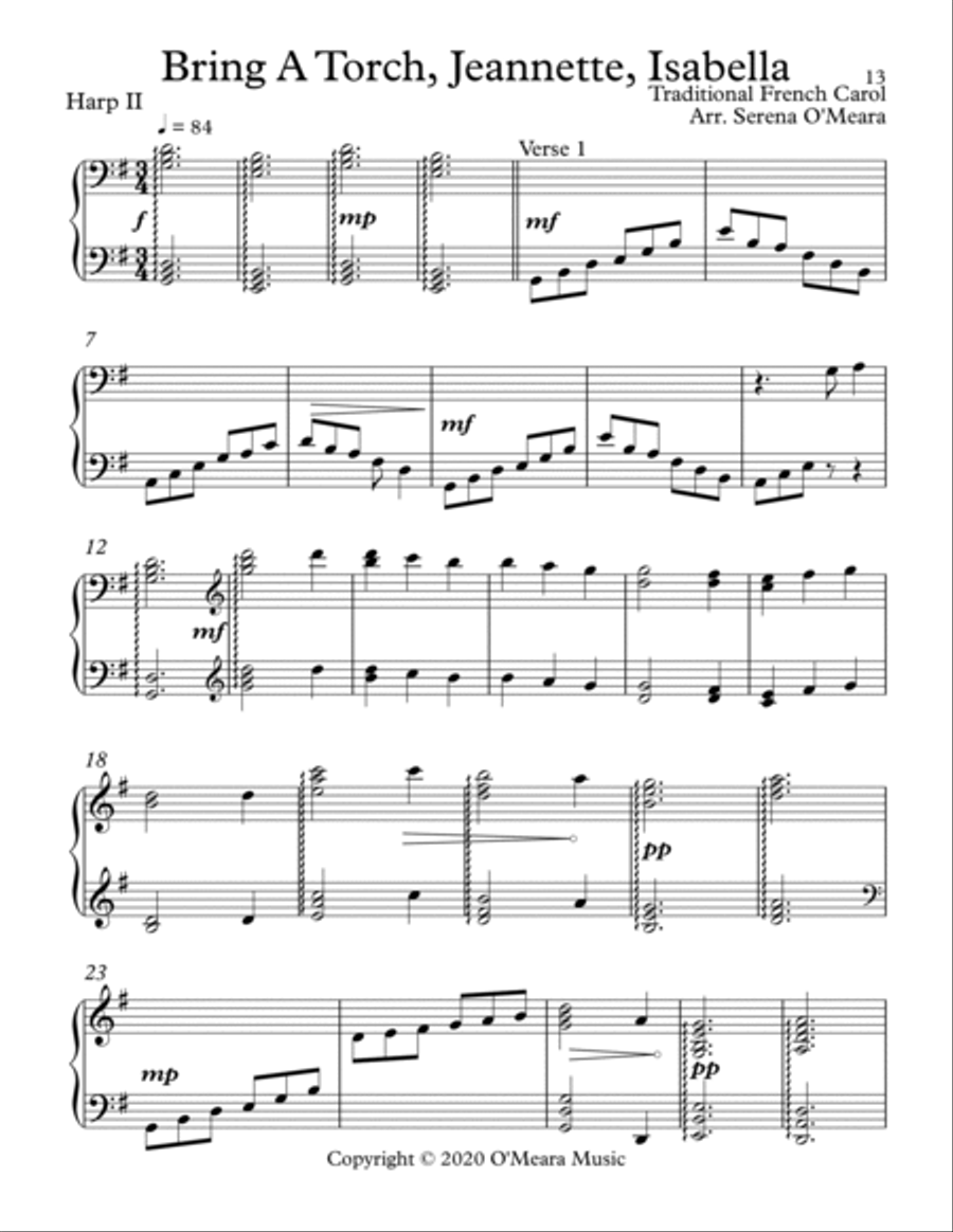 Bring A Torch, Jeannette, Isabella, Harp II Celtic Harp scores gallery preview page 2
