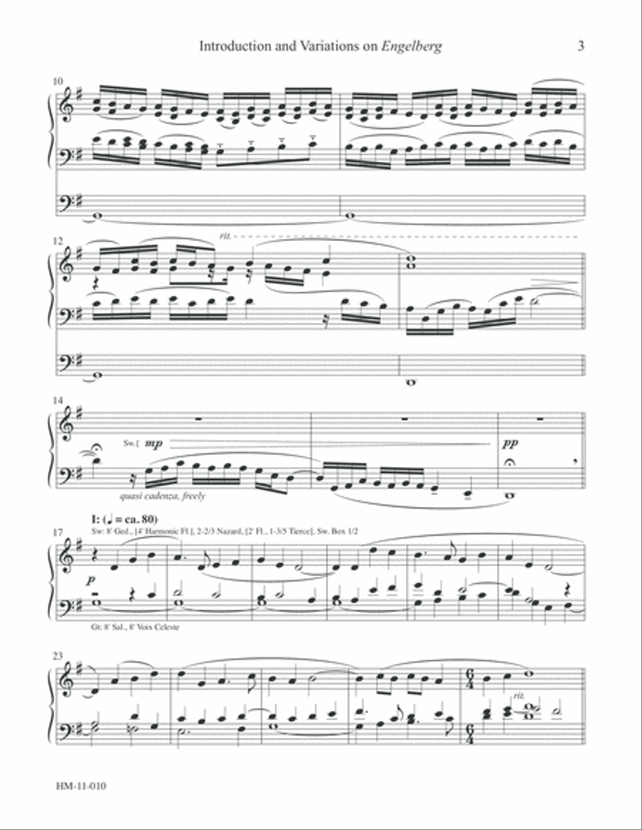 Introduction and Variations on 'Engelberg' Organ Solo scores gallery preview page 3