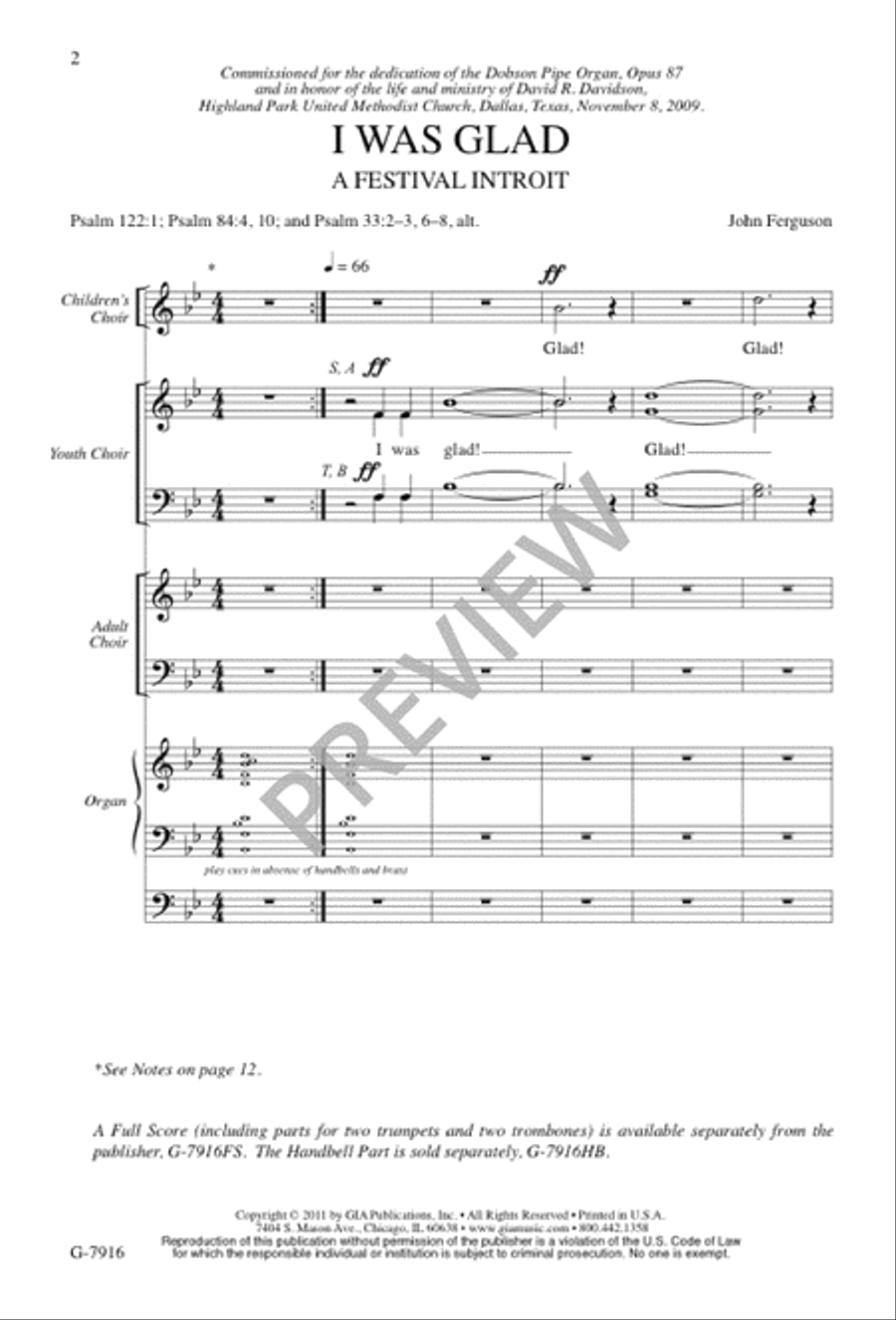 I Was Glad 4-Part scores gallery preview page 2