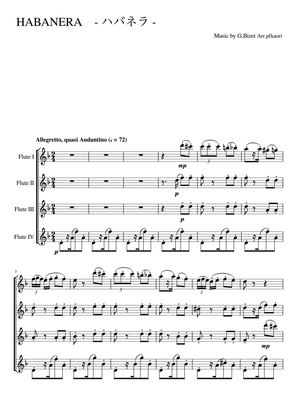 Book cover for "Habanera" flute quartetto ,score