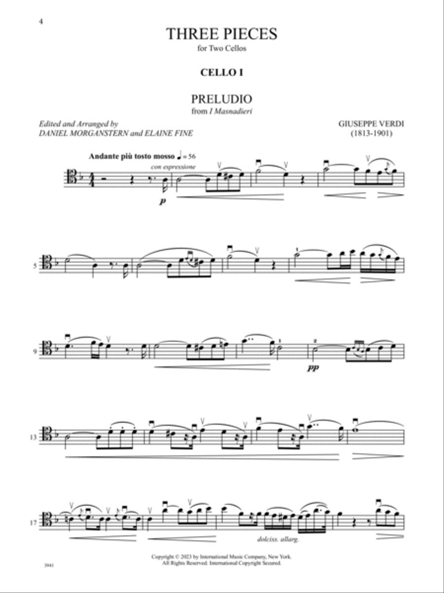 Three Pieces from I Masnadieri, Rigoletto, and Un ballo in maschera Cello scores gallery preview page 2