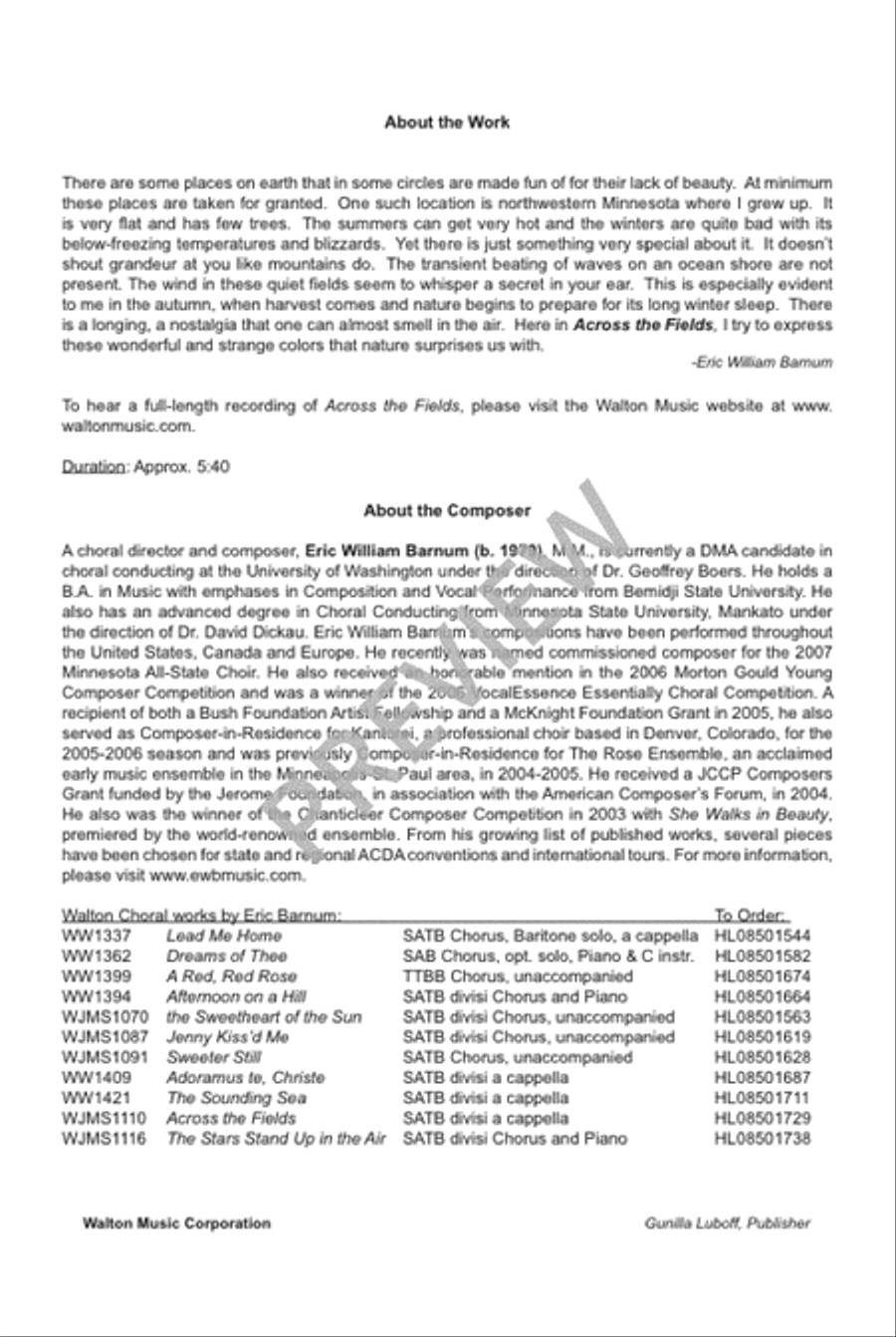 Across the Fields Divisi scores gallery preview page 3