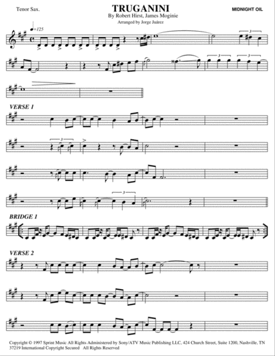 Truganini Truganini Tenor Saxophone scores gallery preview page 1