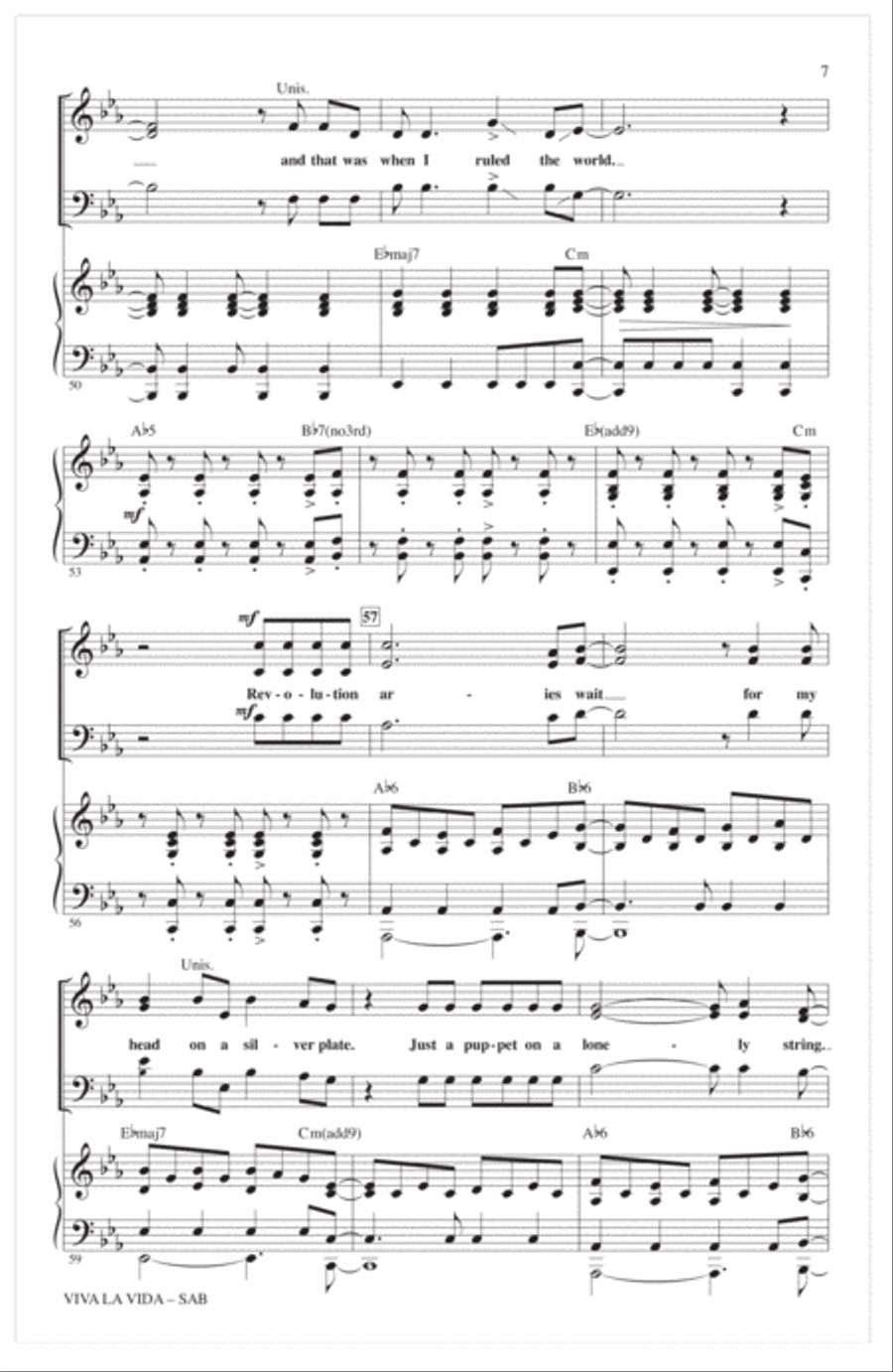 Viva La Vida (arr. Mark Brymer) 3-Part scores gallery preview page 6