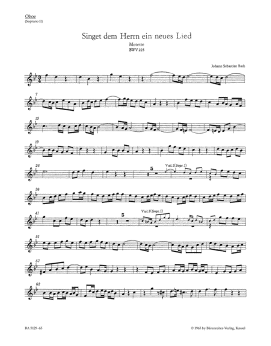 Singet dem Herrn ein neues Lied, BWV 225 English Horn scores gallery preview page 1