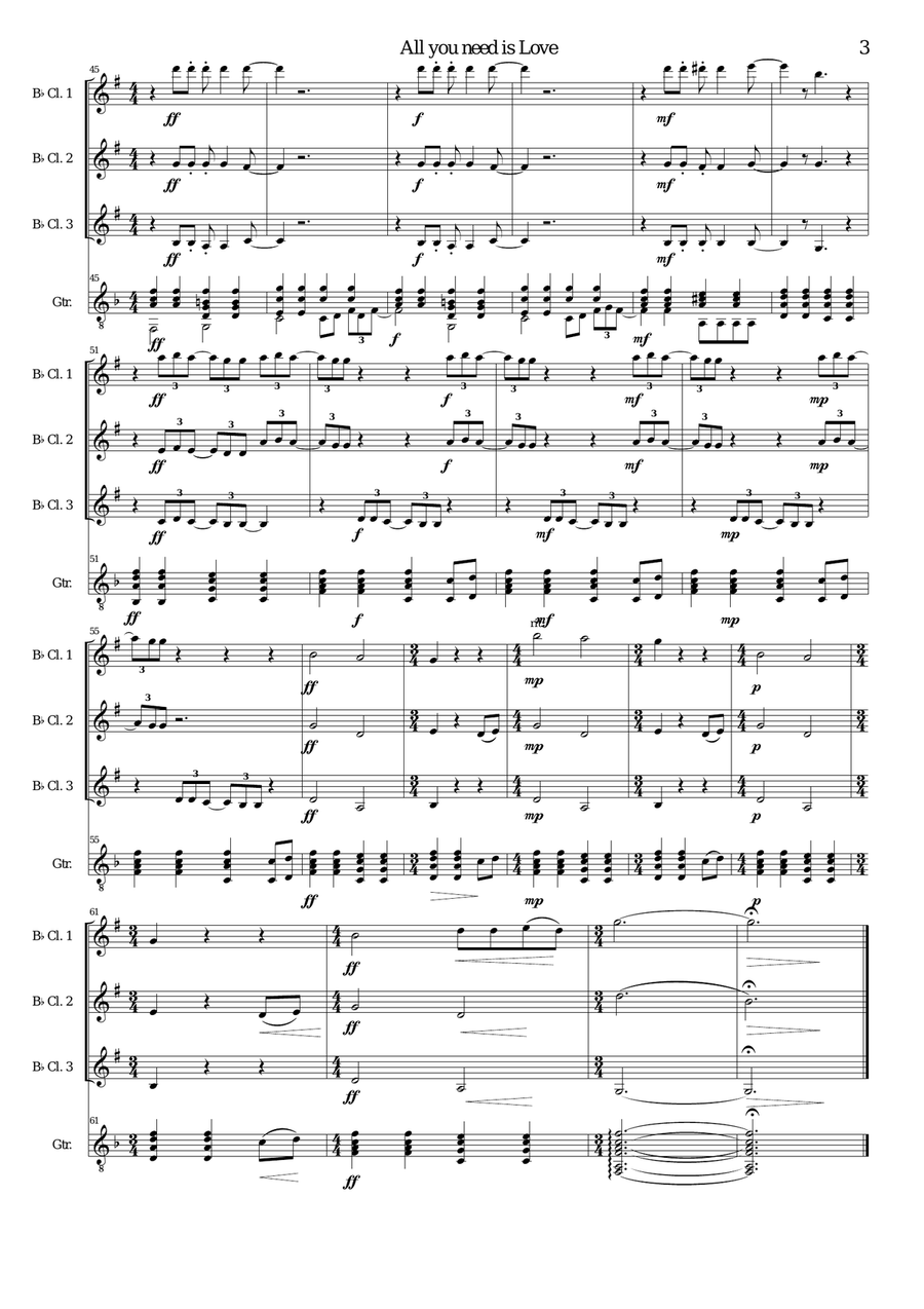 All You Need Is Love Woodwind Trio scores gallery preview page 3