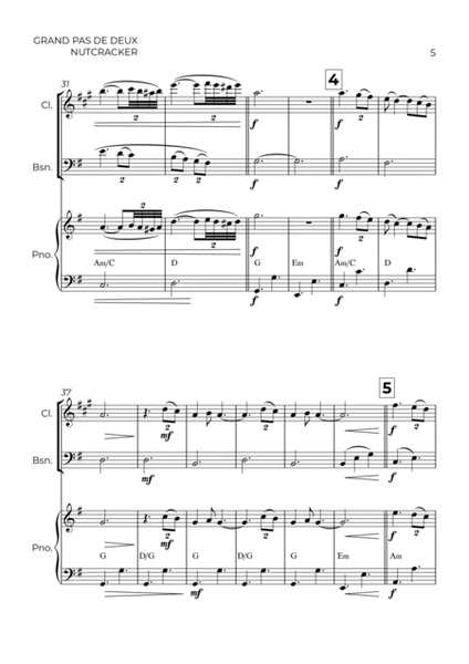 GRAND PAS DE DEUX - NUTCRACKER - WIND PIANO TRIO (CLARINET, BASSOON & PIANO) image number null