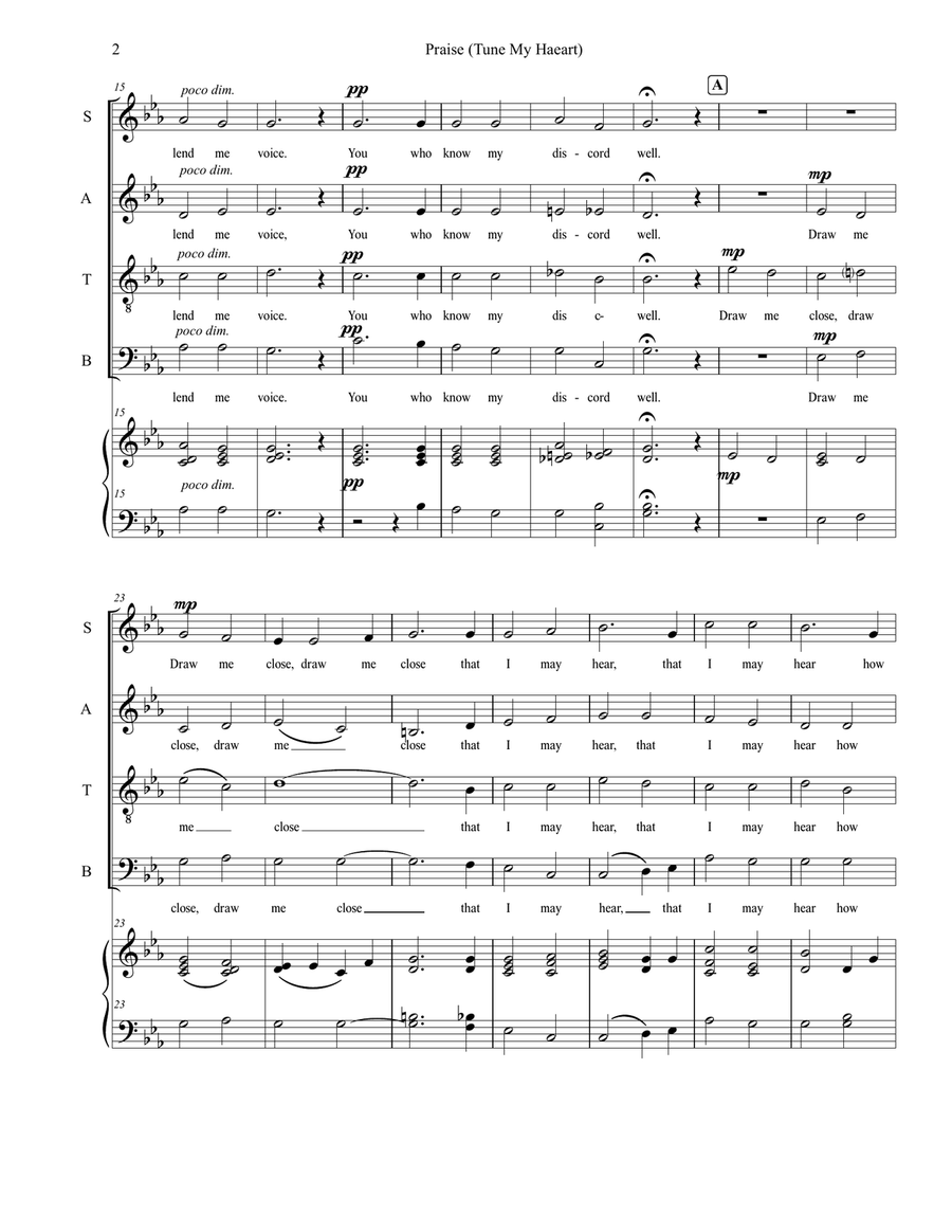 Praise (Tune My Heart) 4-Part scores gallery preview page 2
