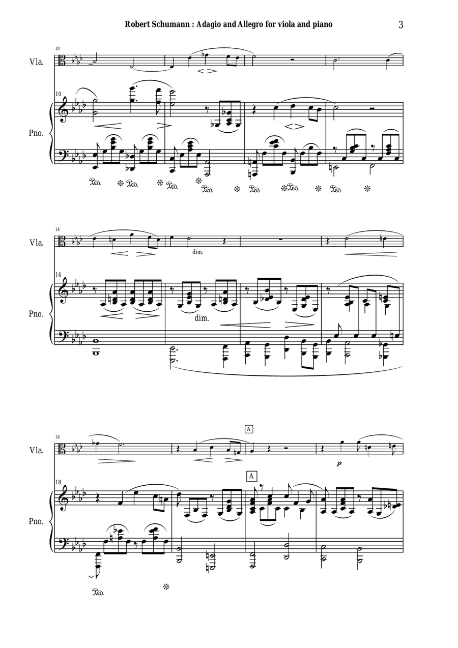Robert Schumann: Adagio and Allegro, opus 70, for viola and piano Piano scores gallery preview page 3