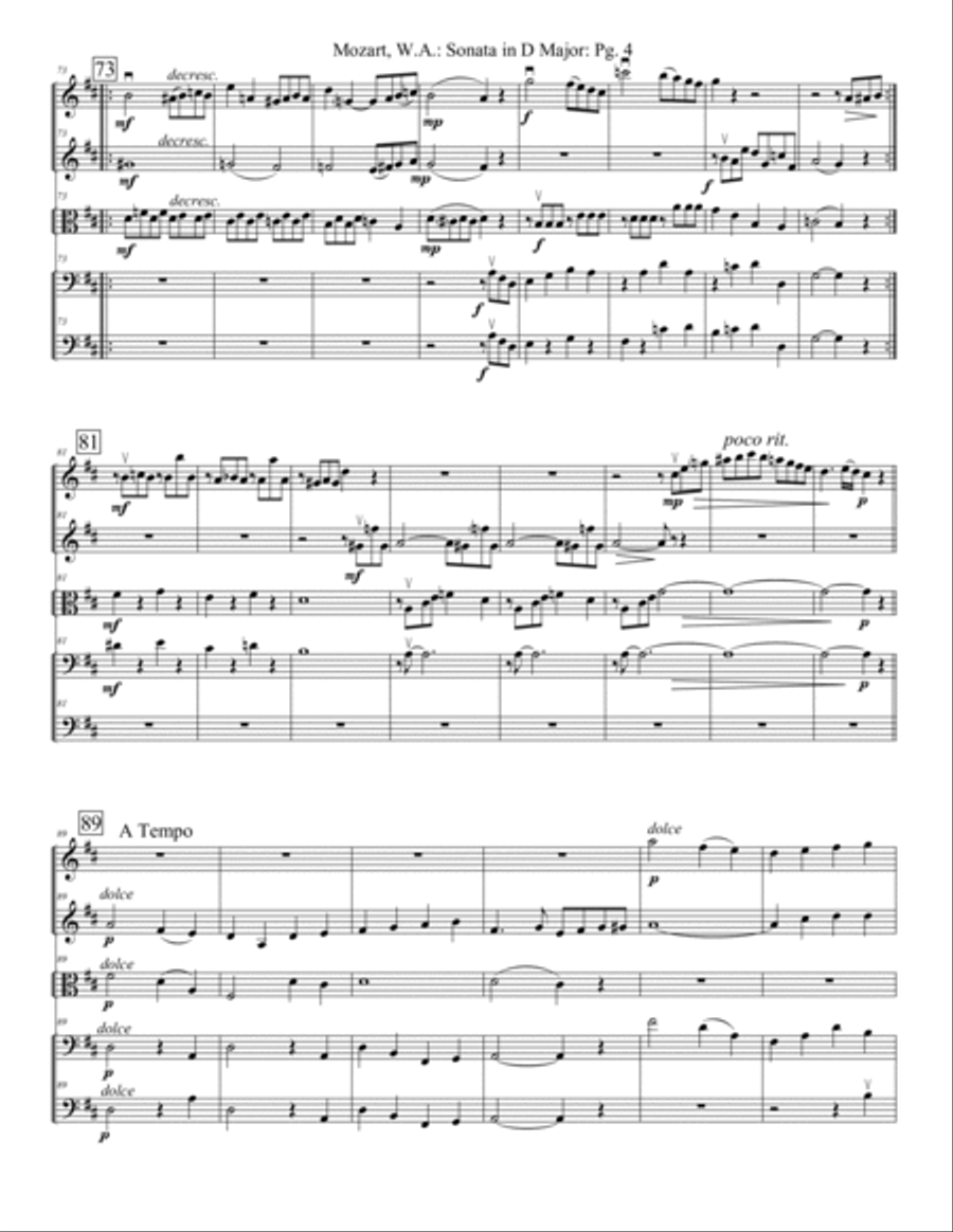 Sonata in D Major K.570 String Orchestra scores gallery preview page 4