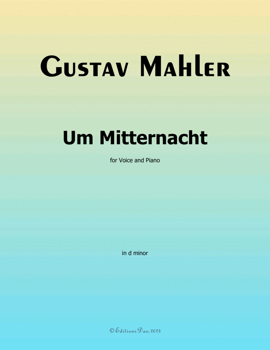 Um Mitternacht, by Mahler, in d minor Piano, Vocal scores gallery preview page 1