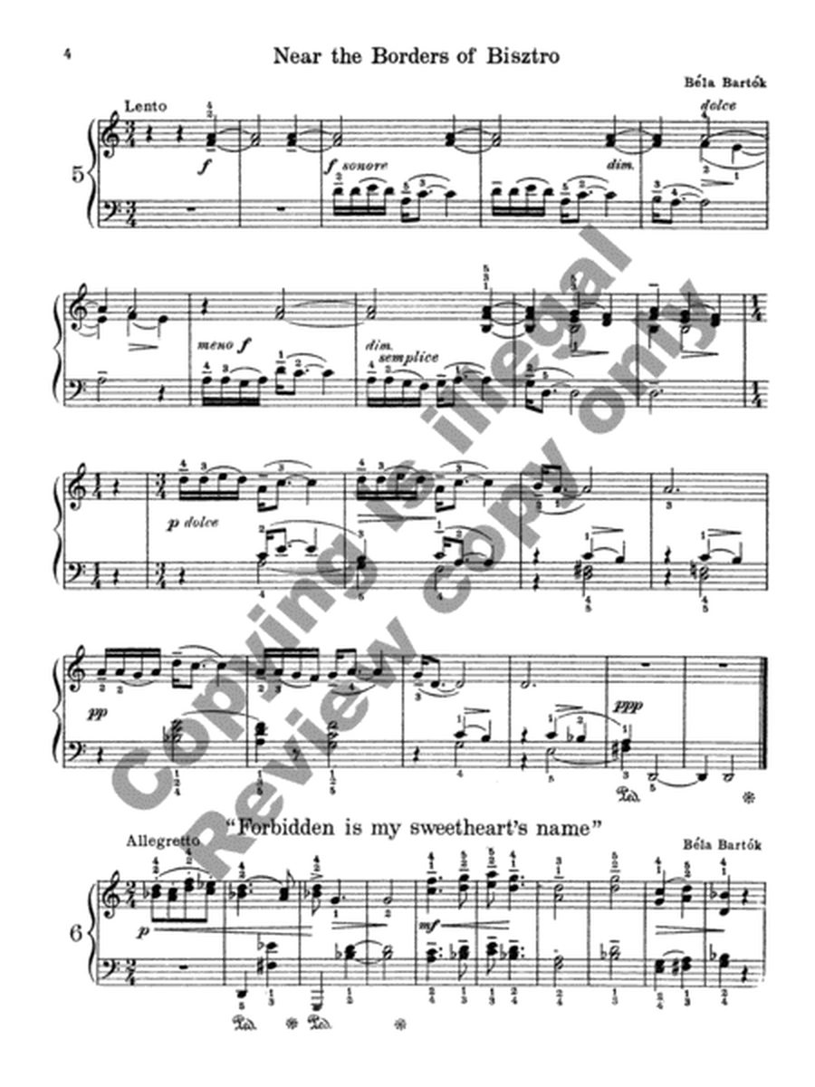 Bela Bartok Album for Piano, Volume II