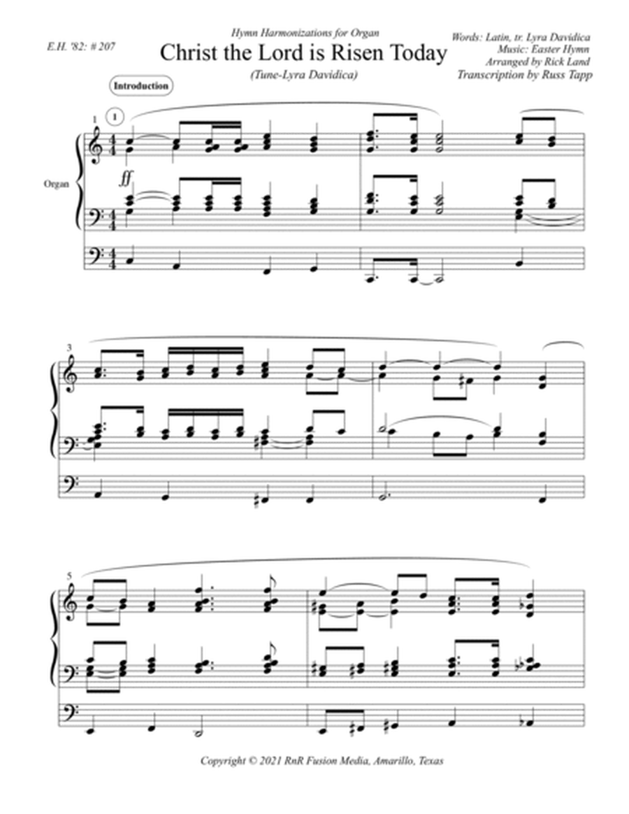 Christ the Lord is Risen Today - Easter Hymn Harmonization for Organ image number null