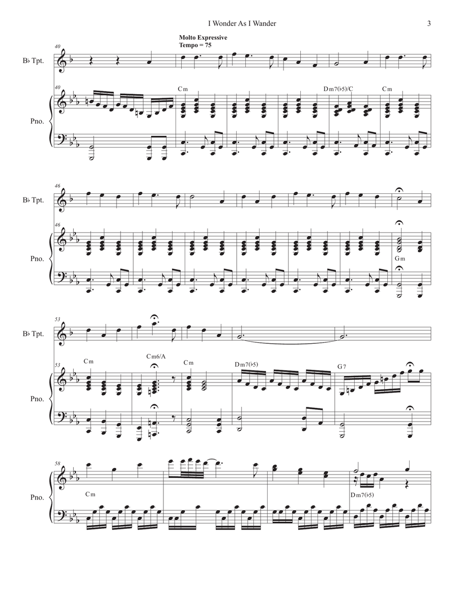 I Wonder As I Wander I Wonder As I Wander Trumpet Solo scores gallery preview page 3