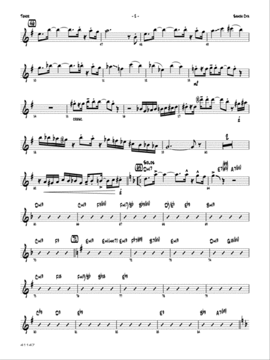 Samba Cya: B-flat Tenor Saxophone Jazz Ensemble scores gallery preview page 2